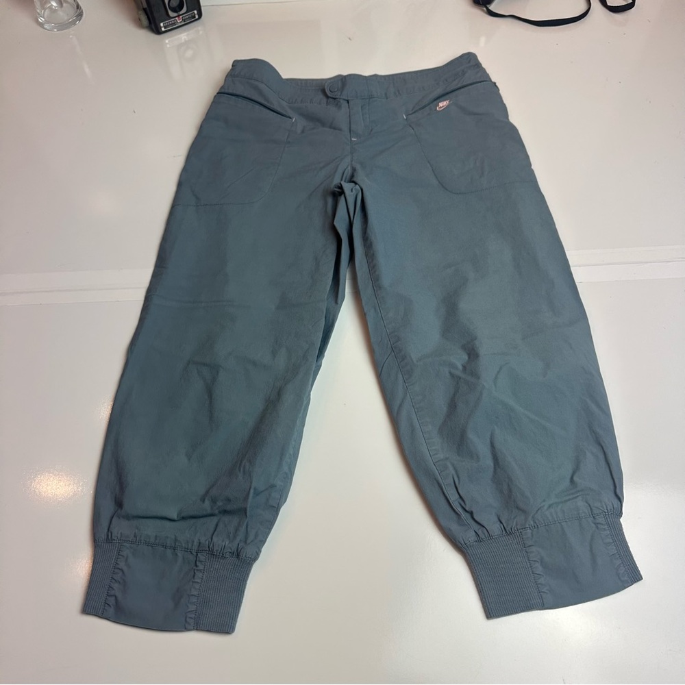 Y2K Nike Cropped Joggers Blue Gray Gymcore Lounge Capri Pants · 2000s Athleisure